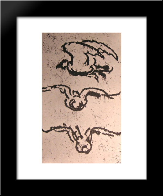 Drawings Of A Bird In Flight 20x24 Black Modern Wood Framed Art Print Poster by da Vinci, Leonardo