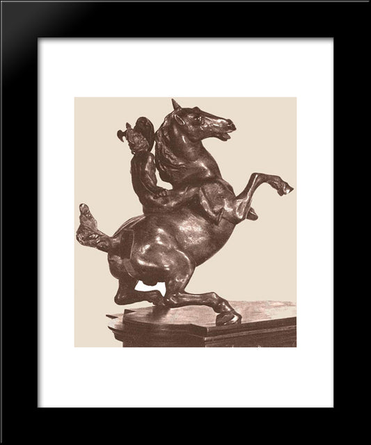 Equestrian Statue 20x24 Black Modern Wood Framed Art Print Poster by da Vinci, Leonardo