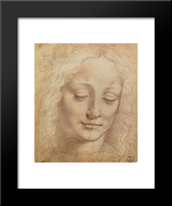 Female Head 20x24 Black Modern Wood Framed Art Print Poster by da Vinci, Leonardo
