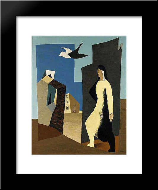 Femme Et Oiseau 20x24 Black Modern Wood Framed Art Print Poster by Survage, Leopold