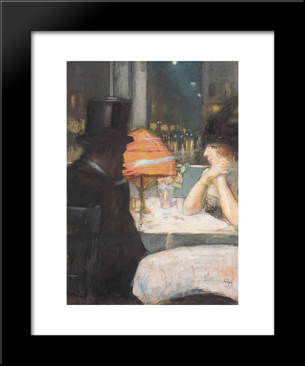 Dame Und Herr Im Restaurant 20x24 Black Modern Wood Framed Art Print Poster by Ury, Lesser