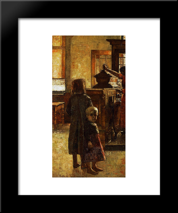 Estaminet - Flemish Tavern 20x24 Black Modern Wood Framed Art Print Poster by Ury, Lesser