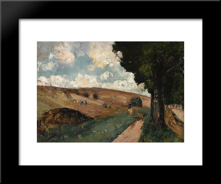 Feldarbeiter In Thuringen 20x24 Black Modern Wood Framed Art Print Poster by Ury, Lesser