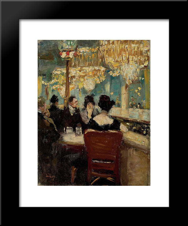 Galerie Im Cafe Vaterland Am Potsdamer Platz, Berlin 20x24 Black Modern Wood Framed Art Print Poster by Ury, Lesser