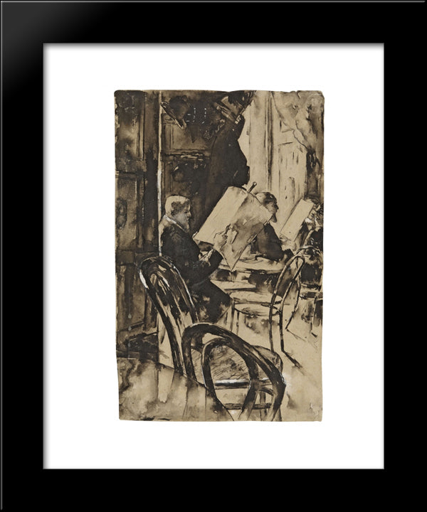 Im Cafe Bauer 20x24 Black Modern Wood Framed Art Print Poster by Ury, Lesser