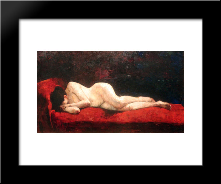 Lying Nude 20x24 Black Modern Wood Framed Art Print Poster by Ury, Lesser