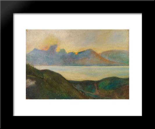 Oberitalienischer Gebirgssee 20x24 Black Modern Wood Framed Art Print Poster by Ury, Lesser