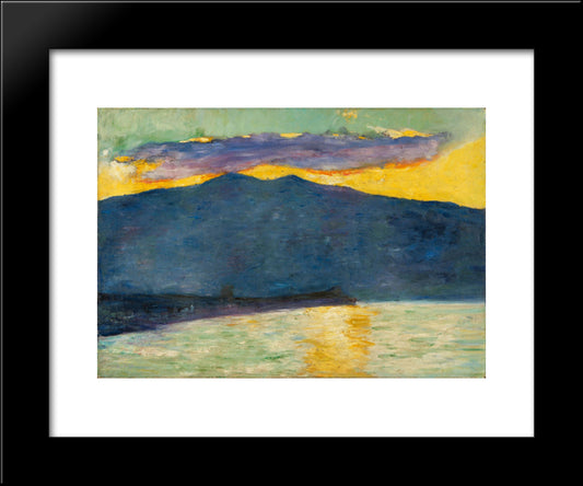 Sonnenuntergang Am Italienischen See (Oberitalien) 20x24 Black Modern Wood Framed Art Print Poster by Ury, Lesser