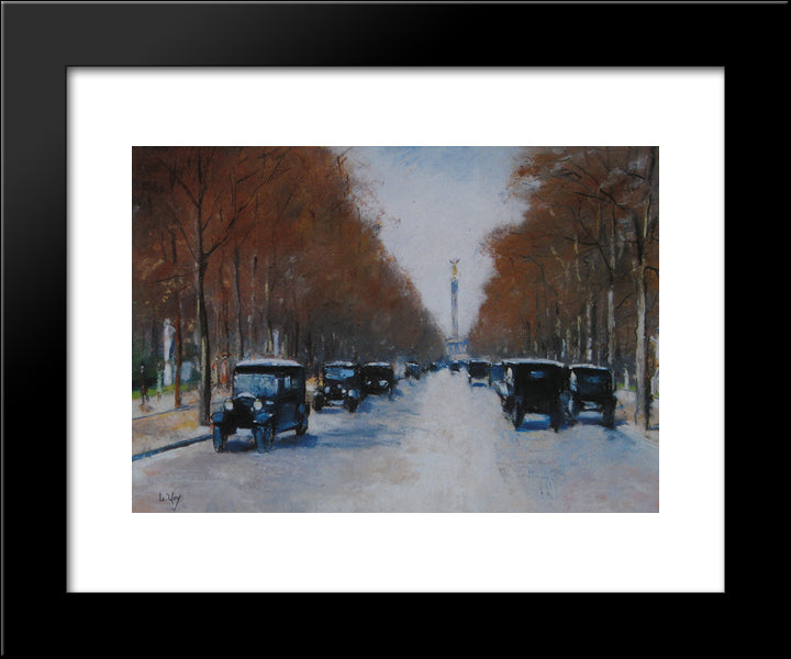 Tiergartenallee Mit Siegessaule 20x24 Black Modern Wood Framed Art Print Poster by Ury, Lesser