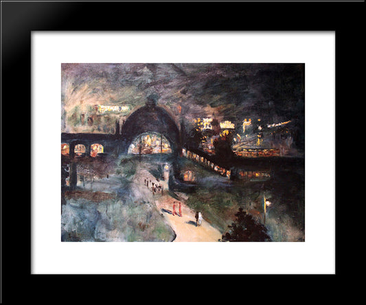 Train Station Nollendorfplatz At Night 20x24 Black Modern Wood Framed Art Print Poster by Ury, Lesser