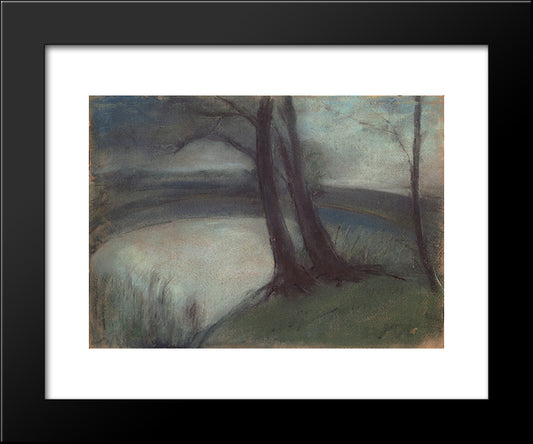 Weiher Bei Einbruch Der Dunkelheit 20x24 Black Modern Wood Framed Art Print Poster by Ury, Lesser