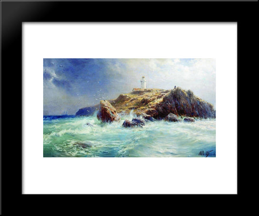 A Lighthouse 20x24 Black Modern Wood Framed Art Print Poster by Lagorio, Lev