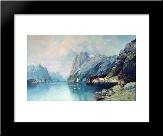 Fjord In Norway 20x24 Black Modern Wood Framed Art Print Poster by Lagorio, Lev
