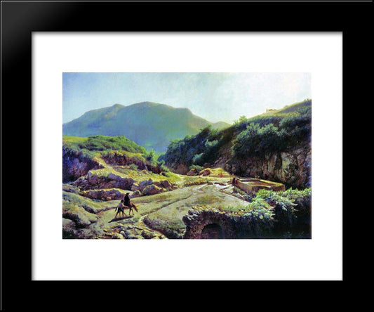 Fountain Of Hannibal In Rocca Di Papa Near Rome 20x24 Black Modern Wood Framed Art Print Poster by Lagorio, Lev