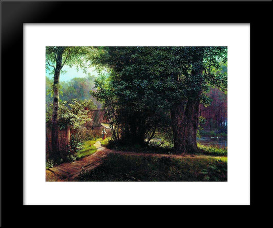 Landscape With Trees, Houses And River 20x24 Black Modern Wood Framed Art Print Poster by Lagorio, Lev