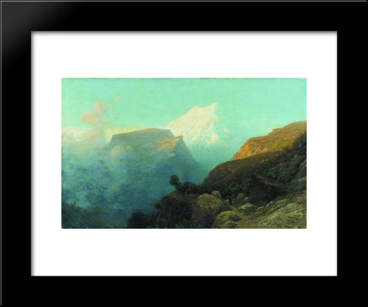 Mist In The Mountains. Caucasus. 20x24 Black Modern Wood Framed Art Print Poster by Lagorio, Lev