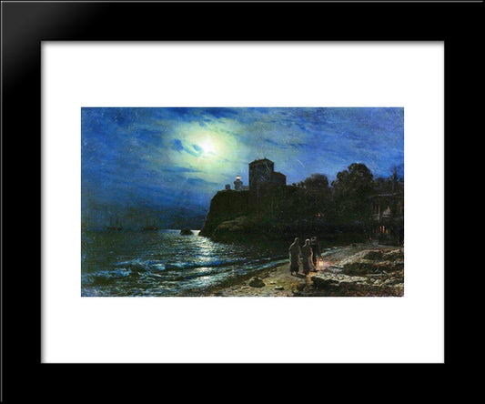 Moonlit Night By The Sea 20x24 Black Modern Wood Framed Art Print Poster by Lagorio, Lev