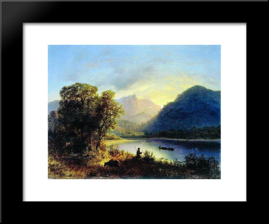Mountain Lake 20x24 Black Modern Wood Framed Art Print Poster by Lagorio, Lev