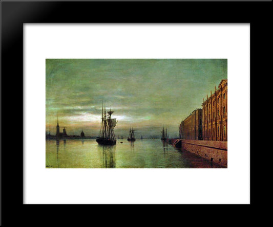 Neva At Night 20x24 Black Modern Wood Framed Art Print Poster by Lagorio, Lev