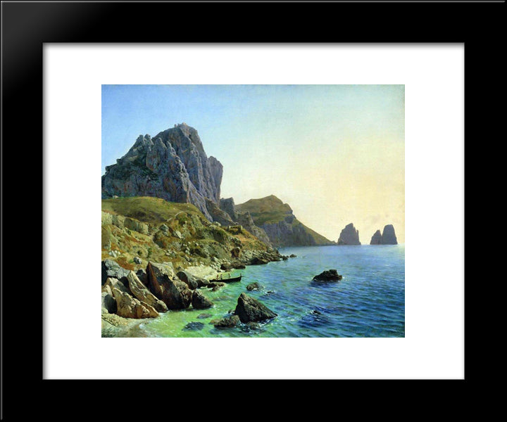 On The Island Of Capri. Coastal Cliffs. 20x24 Black Modern Wood Framed Art Print Poster by Lagorio, Lev