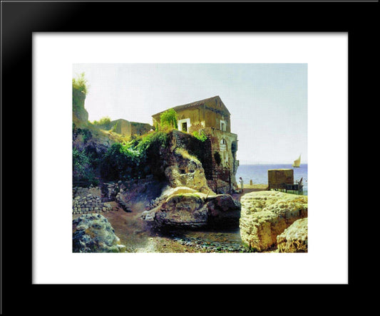 On The Island Of Capri. Fisher'S House. 20x24 Black Modern Wood Framed Art Print Poster by Lagorio, Lev