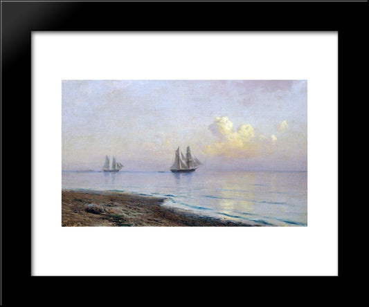 Seascape With Sailboats 20x24 Black Modern Wood Framed Art Print Poster by Lagorio, Lev