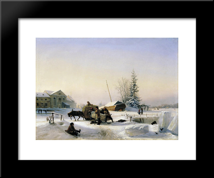 Transportation Of Ice 20x24 Black Modern Wood Framed Art Print Poster by Lagorio, Lev