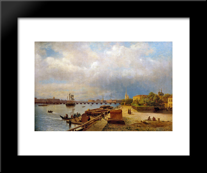 View Of The Neva And Peter And Paul Fortress 20x24 Black Modern Wood Framed Art Print Poster by Lagorio, Lev