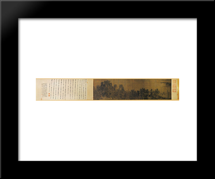 Intimate Scenery Of River And Mountains 20x24 Black Modern Wood Framed Art Print Poster by Li Tang