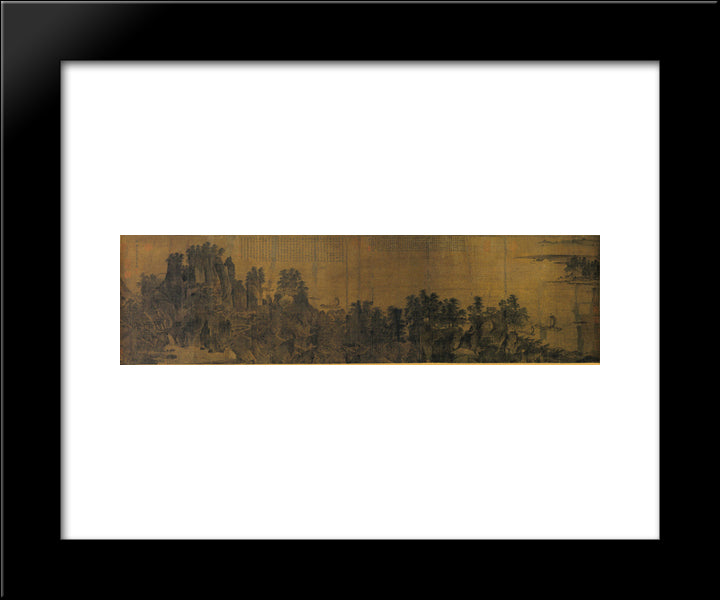 Intimate Scenery Of River And Mountains (Detail) 20x24 Black Modern Wood Framed Art Print Poster by Li Tang