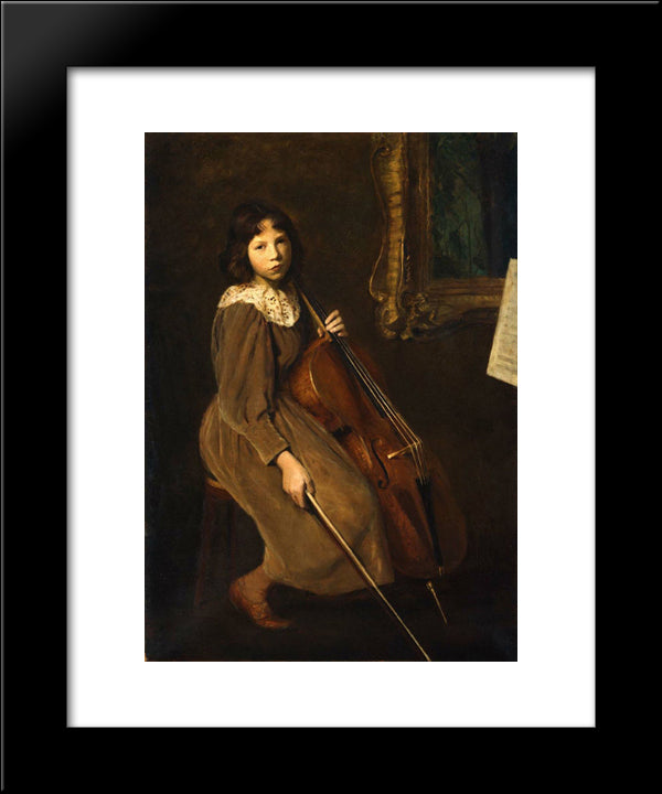 A Young Violoncellist 20x24 Black Modern Wood Framed Art Print Poster by Cabot Perry, Lilla
