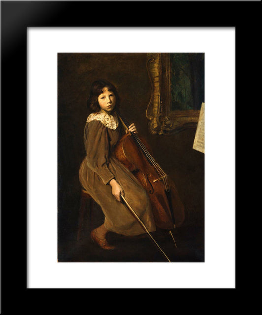 A Young Violoncellist 20x24 Black Modern Wood Framed Art Print Poster by Cabot Perry, Lilla