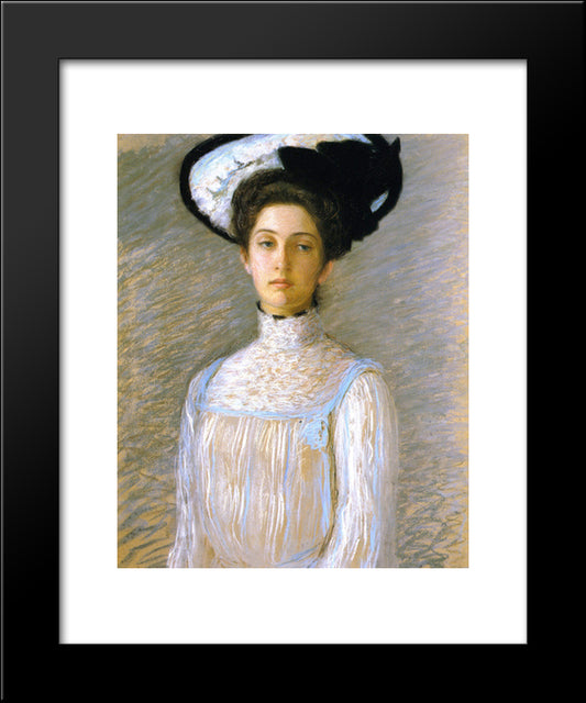 Alice In A White Hat 20x24 Black Modern Wood Framed Art Print Poster by Cabot Perry, Lilla