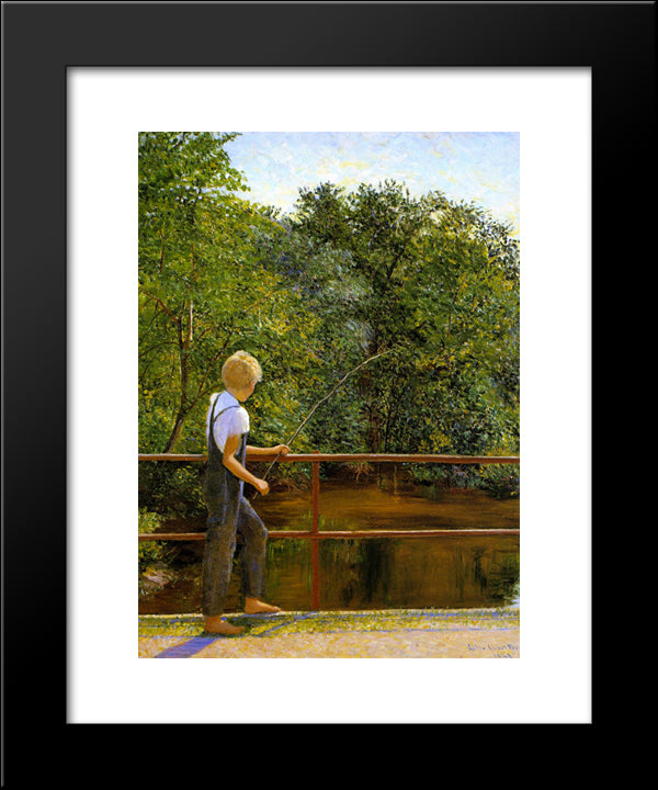 Boy Fishing 20x24 Black Modern Wood Framed Art Print Poster by Cabot Perry, Lilla