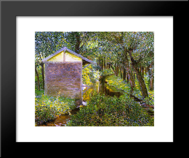 Brook And Wash-House, Giverny 20x24 Black Modern Wood Framed Art Print Poster by Cabot Perry, Lilla
