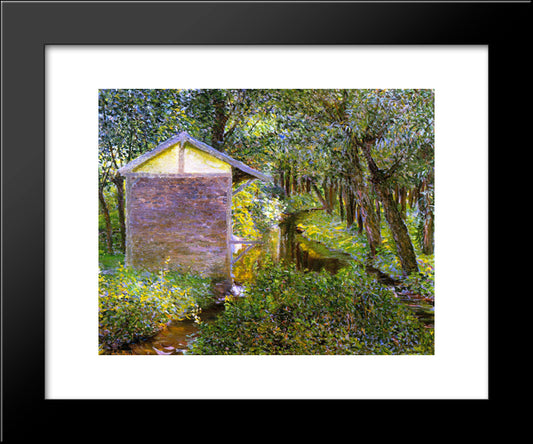 Brook And Wash-House, Giverny 20x24 Black Modern Wood Framed Art Print Poster by Cabot Perry, Lilla