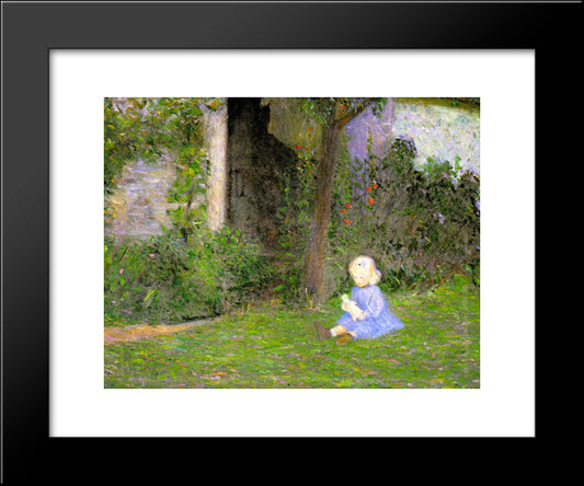 Child In A Walled Garden, Giverny 20x24 Black Modern Wood Framed Art Print Poster by Cabot Perry, Lilla