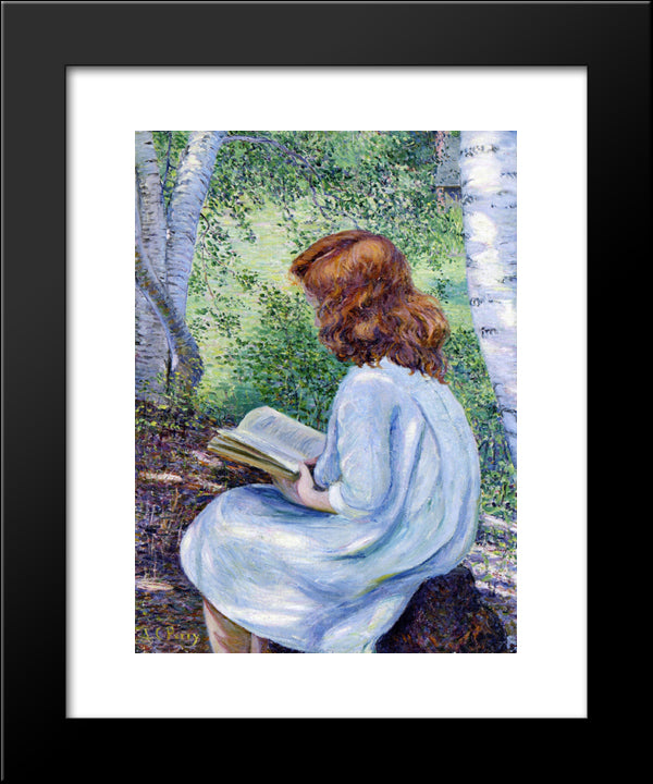 Child With Red Hair Reading 20x24 Black Modern Wood Framed Art Print Poster by Cabot Perry, Lilla