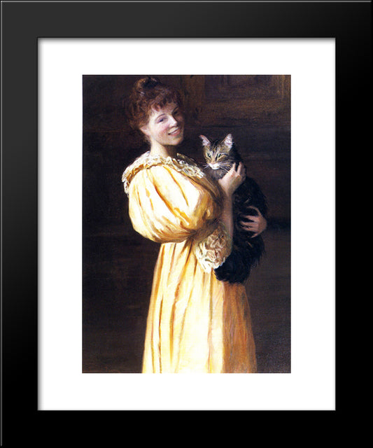 Edith With Lierre 20x24 Black Modern Wood Framed Art Print Poster by Cabot Perry, Lilla