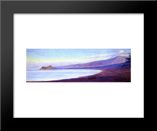 Fuji From Lava Beach 20x24 Black Modern Wood Framed Art Print Poster by Cabot Perry, Lilla