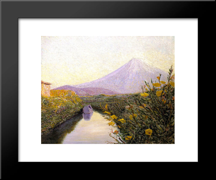 Fuji From The Canal, Iwabuchi 20x24 Black Modern Wood Framed Art Print Poster by Cabot Perry, Lilla