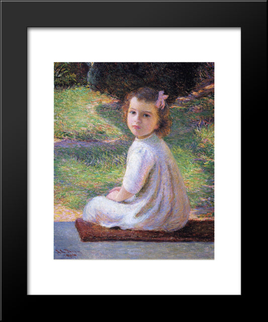Girl With A Pink Bow 20x24 Black Modern Wood Framed Art Print Poster by Cabot Perry, Lilla