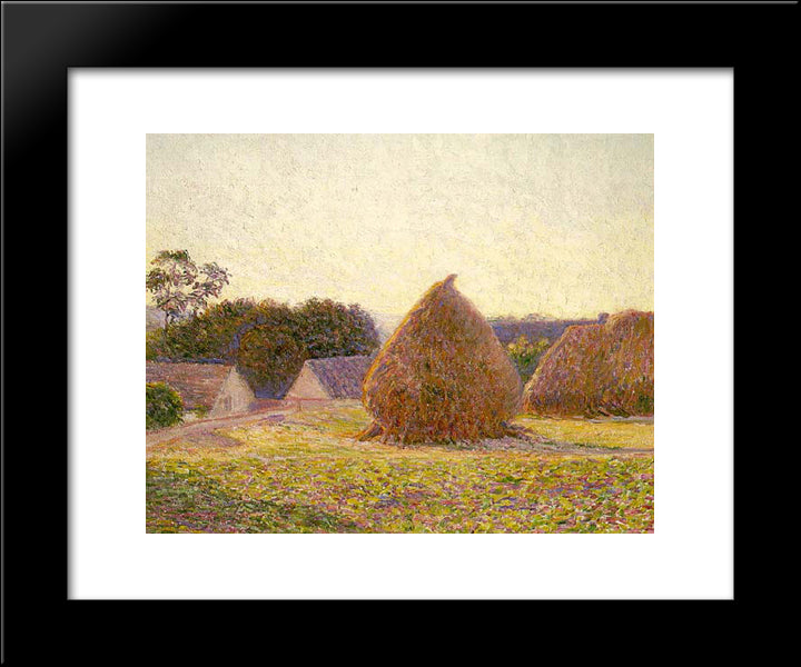 Haystacks, Giverny 20x24 Black Modern Wood Framed Art Print Poster by Cabot Perry, Lilla