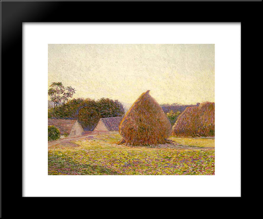 Haystacks, Giverny 20x24 Black Modern Wood Framed Art Print Poster by Cabot Perry, Lilla