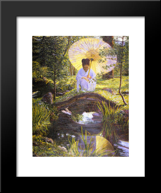 In A Japanese Garden 20x24 Black Modern Wood Framed Art Print Poster by Cabot Perry, Lilla