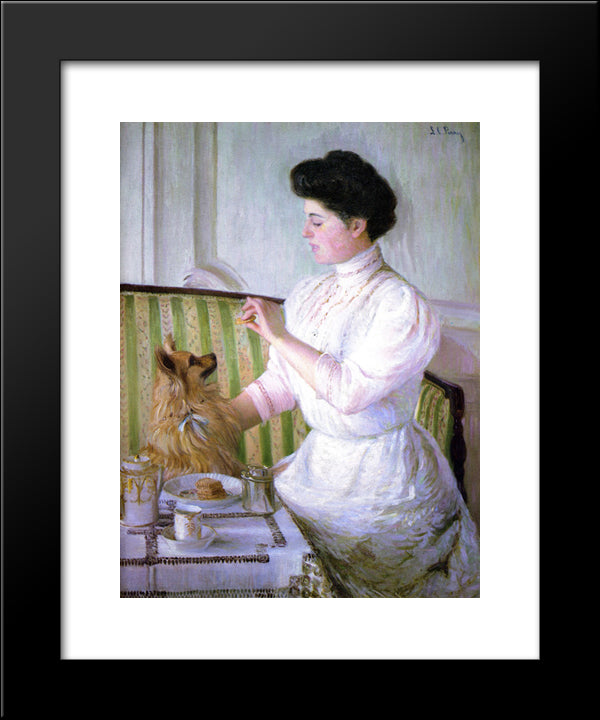 Lady At The Tea Table 20x24 Black Modern Wood Framed Art Print Poster by Cabot Perry, Lilla