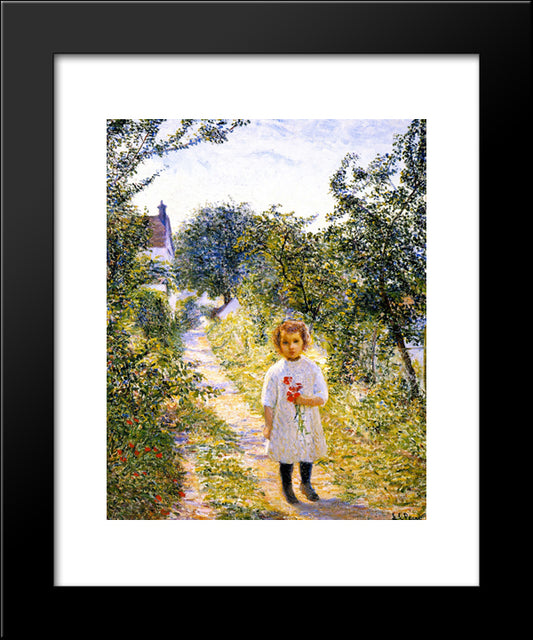 Little Girl N A Lane, Giverny 20x24 Black Modern Wood Framed Art Print Poster by Cabot Perry, Lilla