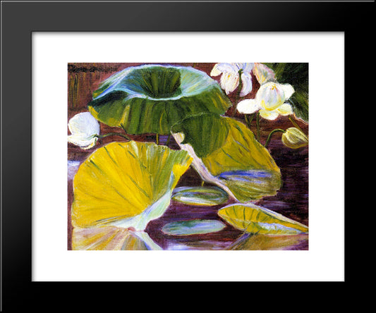 Lotus Flowers [Oya, Japan] 20x24 Black Modern Wood Framed Art Print Poster by Cabot Perry, Lilla