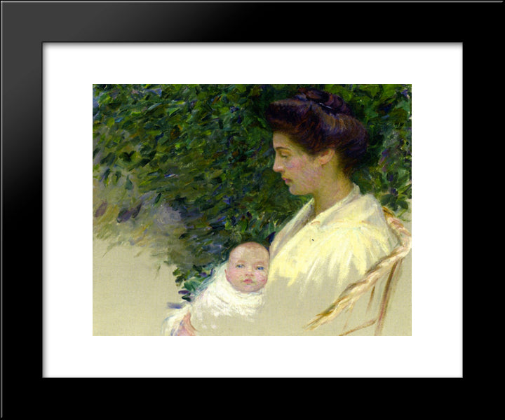 Mother And Baby (Alice Grew And Anita) 20x24 Black Modern Wood Framed Art Print Poster by Cabot Perry, Lilla