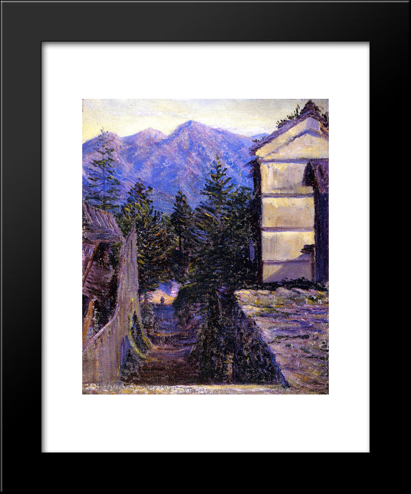 Mountain Village, Japan 20x24 Black Modern Wood Framed Art Print Poster by Cabot Perry, Lilla